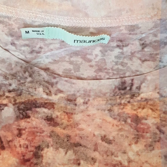 Maurices Sz M Blouse Burnout Tee Pink Long Sleeve - Picture 8 of 8